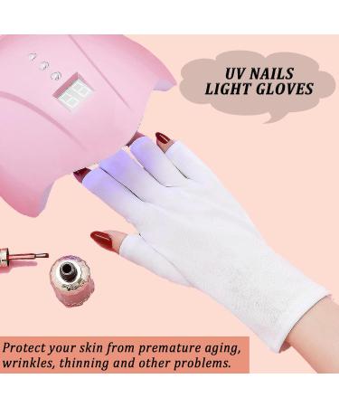 Tongyend UV Gloves for Gel Nails - Professional Fingerless Gloves for UV Nail Lamp Manicure Dryer and Outdoor Use (White) - Buy Online on GoSupps.com