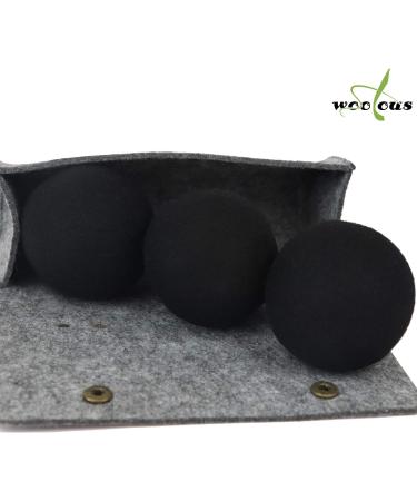 Woolous Black Dryer Balls - Eco-Friendly XL Organic Wool Laundry Set (3 Pack) - Premium Handmade New Zealand - Buy Online on GoSupps.com