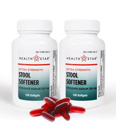 Extra-Strength Stool Softener Docusate Sodium 250mg Softgels Stimulant Laxative for Constipation & Irregularity| Gentle Constipation Relief Stool Softeners for Women & Men (100 Count) Pack of 2