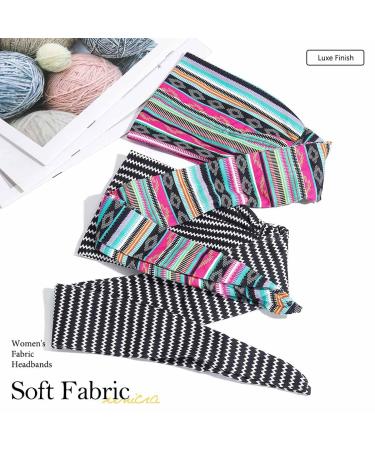Boho Tie Black Elastic Hair Bands for Women & Girls | Slipproof Striped Yoga Accessories (2 Pack) - Buy Online on GoSupps.com