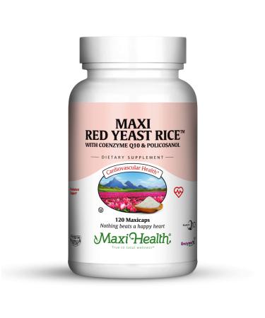 Maxi Health Kosher Maxi Red Yeast Rice with Coenzyme Q10 & Policosanol (Unflavored 120 Count (Pack of 1))