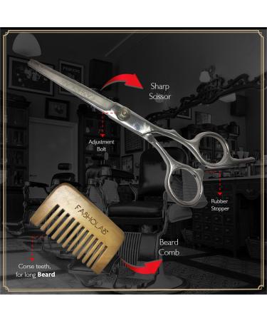 Beard Grooming Kit for Men - 100% Stainless Japanese Scissors Mustache Balm & Trimming Tools | SC-BRS-03.6 - Buy Online on GoSupps.com