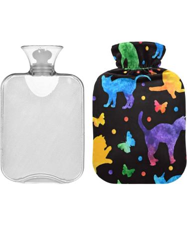 Hot Water Bottle with Cover - Cute Cat Watercolor Design | 2L Pain Relief & Heat Therapy - Buy Online on GoSupps.com