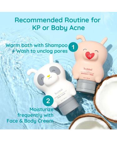Bubbsi Organic Coconut Oil Baby Wash & Lotion Duo for Baby Acne & KP | Gentle, Sulfate-free Formula for Face & Body | Light Natural Scent, Won't Irritate Eyes - Buy Online on GoSupps.com