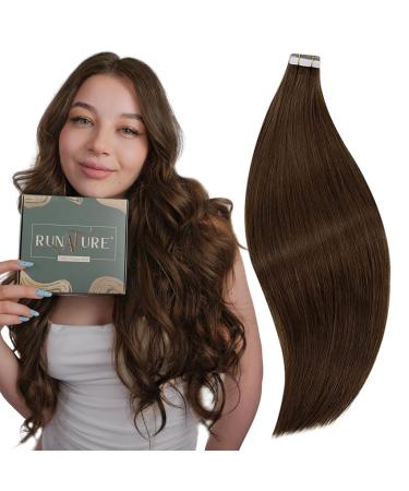RUNATURE Tape in Hair Extensions Brown Human Hair Tape in Extensions Chocolate Brown Tape in Human Hair Extensions Remy Brown Tape Hair Extensions 22 Inch 50 Gram 22 Inch 1-Tape #4