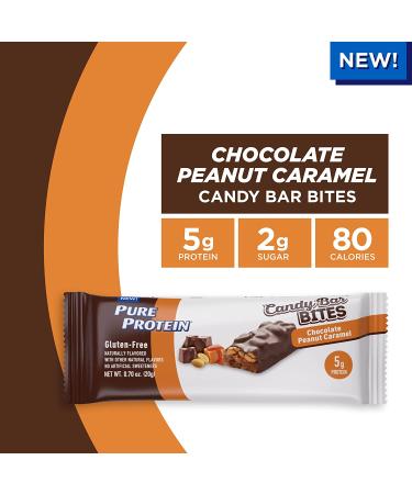 Pure Protein Candy Bar Bites - Chocolate Peanut Caramel, 5g Protein, Gluten Free, Low Sugar - 16 Pack, 0.70 oz each - Buy Online on GoSupps.com