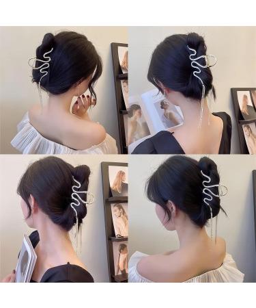 Deluxe Metal Rhinestone Snake Claw Clip for Thick Hair - Silver - Buy Online on GoSupps.com