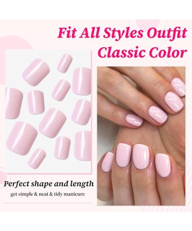 240pc Baby Pink Square Press On Nails - Short Fake Acrylic Nails with Glue & Adhesive Tabs | Perfect Petite Artificial Fingernails - Buy Online on GoSupps.com