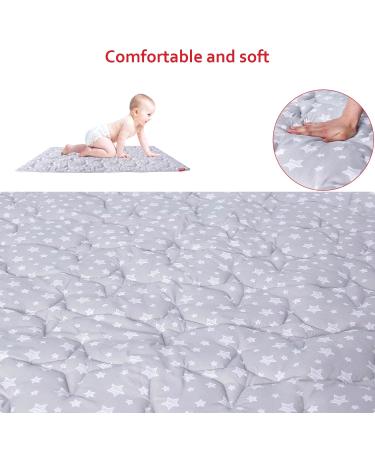 Large Non-Slip Baby Playpen Mat | Extra Thick 79x63 Inch Playmat for Infants & Toddlers with Star Quilting | Grey Baby Floor Mat - Buy Online on GoSupps.com