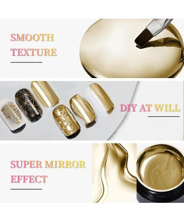 U-Shinein 8ml Metallic Painting Gel Metal Painted Gel Nail Polish 3D Metal Painting Gel Drawing Mirror Nail Gel Polish Glossy DIY Nail Art Manicure -Golden - Buy Online on GoSupps.com