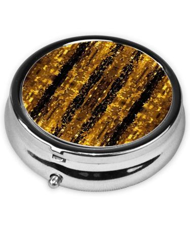 Gold Sequin Sparkle Portable Metal Pill Box - Mini 3-Compartment Design for Small Pills | Perfect Travel Accessory - Buy Online on GoSupps.com