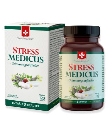 Swissmedicus Stress Medicus - mood upheller - Natural herbal supplement for better mental health with St. John's wort & Baikal helmet herb 120 vegan capsules - Buy Online on GoSupps.com