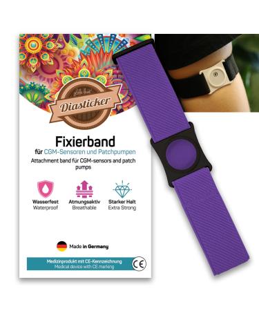 Diasticker |Freestyle Libre 3 - Fixing band |Flexible - waterproof - strong stop |Sensor protection fixation for freestyle Libre sensor |Halter: black (medium: 25-35 cm purple) m (25 - 35 cm) purple