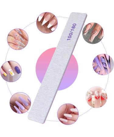 Sularpek 12 PCS Professional Nail Files Buffers | Double Sided 100/180 Grit Emery Boards | Washable Nail Files for Acrylic Nails - Buy Online on GoSupps.com