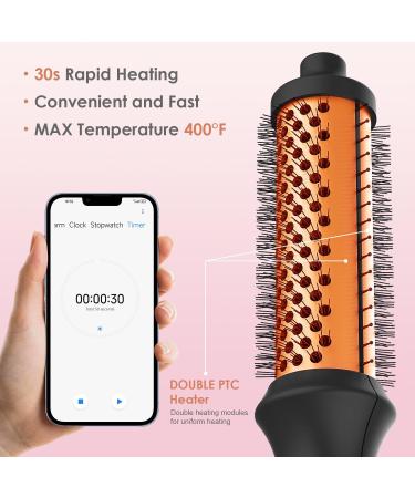 AmoVee 1.25" Curling Iron Thermal Brush - Dual Voltage Heated Brush for Root Volume & Loose Curls - 3 Temperature Settings Perfect for Travel - Long-Lasting Styling - Buy Online on GoSupps.com