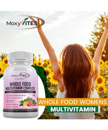 MoxyVites Daily Multivitamin for Women with Iron - 90 Vegan Capsules - Non GMO Womens Multivitamin with 44 Organic Whole Food & Fermented Nutrients - Complete Multisystem Support - Buy Online on GoSupps.com