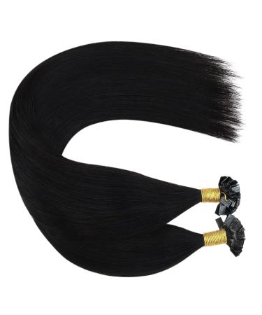 Ugeat Bonding Extensions: Premium Real Hair Keratin Flat Tip Extensions - 40cm Color 1B 50 Strands for Flawless Styles - Buy Online on GoSupps.com