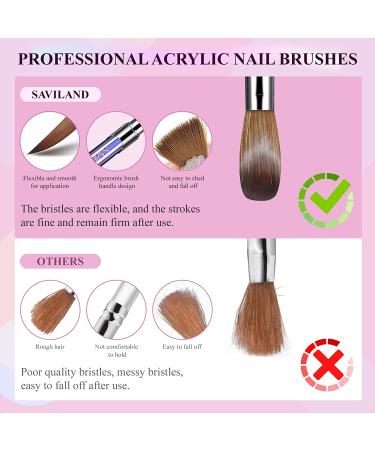 Saviland 4pcs Kolinsky Acrylic Nail Brush Set - Sizes 10/12/14/16 for Acrylic Application | Nail Extension & Carving | Manicure Brushes for Salon & DIY - Buy Online on GoSupps.com