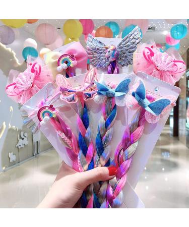 HH Fashion 6-Piece Colored Braids with Rubber Bands 15 Inch for Girls - Perfect for Birthday Parties and Holiday Dress Up (Pack of 6) - Multicolour - Buy Online on GoSupps.com