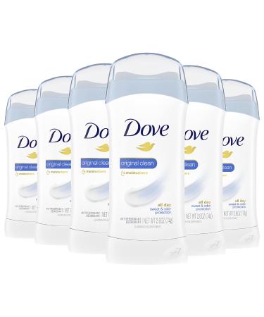 Dove Invisible Solid Antiperspirant Deodorant Stick for Women, Original Clean, For All Day Underarm Sweat and Odor Protection 2.6 oz, Pack of 6 - Buy Online on GoSupps.com