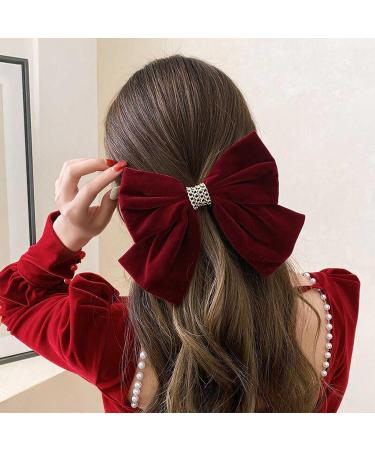 Vintage Red Velvet Bow Hair Clips Satin Bow Hair Barrettes Large Velvet Bow Barrettes French Winter Ribbon Bow Headclip Bowknot Barrettes Hair Accessories for Women and Girls - Buy Online on GoSupps.com