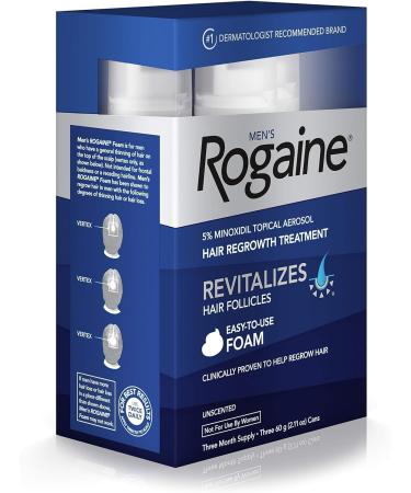 Men's Rogaine 5% Minoxidil Foam for Hair Loss - 3-Month Supply (Pack of 3) - Buy Online on GoSupps.com
