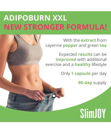 SlimJOY AdipoBurn XXL - Green Tea, Cayenne & Caffeine Extract - 90 Capsules + Free E-Book Guide - Buy Online on GoSupps.com