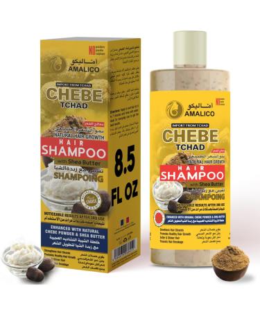 Sulfate-free Hair Shampoo with Shea Butter & READY-TO-USE African Chebe Powder for Hair Growth 8.45 fl oz