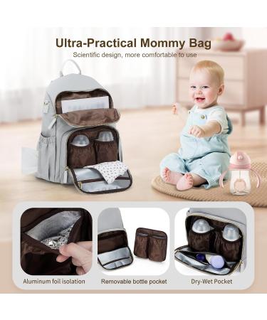 Weflier Waterproof Multifunction Diaper Backpack - Large Gray Bag with Stroller Belt for Moms & Dads - Ideal for Travel & Daily Use - Buy Online on GoSupps.com
