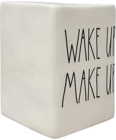 Rae Dunn Set of 2 Ceramic Brush Holders - Elegant Makeup & Wake Up Organizers in White | International Shipping Available - Buy Online on GoSupps.com