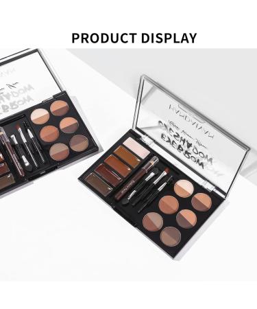 Eye Makeup Contour Kit & Eyebrow Stamp Set - 12 Powders 4 Stencils Waterproof International Shipping - Buy Online on GoSupps.com