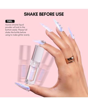 Makartt Chrome Liquid Powder for Nails Mermaid Nail Chrome Liquid Aurora Chrome Liquid Nail Powder Chrome Nail Powder Chameleon Metallic Mirror Effect for Gel Nail Polish - Buy Online on GoSupps.com