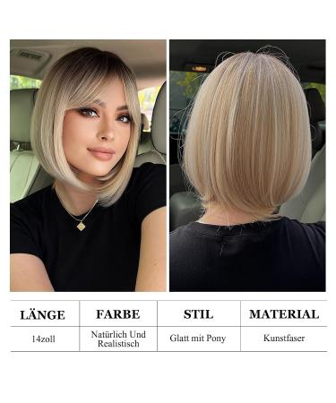 Testar 14-Inch Ombre Blonde Wig for Black Women | Short Straight Synthetic Glueless Wig for Cosplay - Buy Online on GoSupps.com