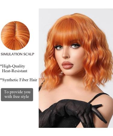 OUFEI Long Orange Wig With Bangs Natural Wavy Wigs for Women Natural Synthetic Hair Heat Resistant Wigs for Daily Party Cosplay Wear Orange(1163-2) - Buy Online on GoSupps.com
