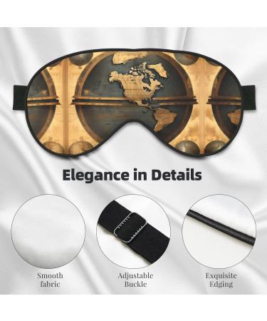 Ancient World Globe Print Sleep Mask - Unisex Double-Sided Eye Mask for Sound Sleep & Skin Care - Black - Buy Online on GoSupps.com