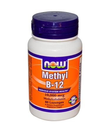 NOW Foods Methyl B12 - Extra Strength Methylcobalamin - 10 000 MCG (60 Lozenges)