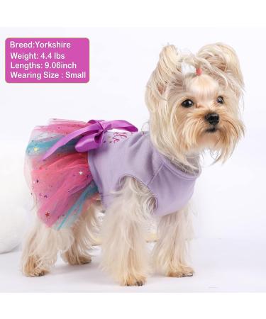 Summer Dog Dress for Small Dogs - Mesh Puppy Clothing for Yorkies & Chihuahuas - Princess Birthday Outfit in Violet - X-Small - Buy Online on GoSupps.com