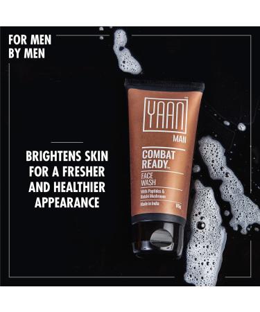 Combact Facewash with Senna & Peptides - Gentle Cleanser for All Skin Types (2.9 Oz) | Brighten Your Skin with Reishi Mushroom for a Fresher Look - Buy Online on GoSupps.com