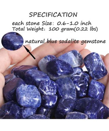 Blue Sodalite Crystal Stones - Natural Irregular Tumbled Stones 100g - Reiki Energy Palm Stones & Decorative Vase Filler - Buy Online on GoSupps.com