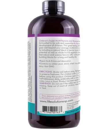 Children's Super MultiVitamins and Minerals | Professionally Formulated | Completely Natural | Liquid Dietary Supplement | 32 oz - Buy Online on GoSupps.com