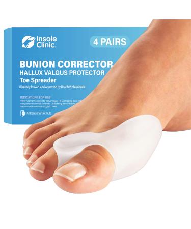 8 x Bunion Corrector Protector Pads by Insole Clinic  Toe Separator Straightener to Support  Medical Grade Silicone  Universal Size for Men & Women