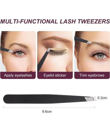 FADVAN Pink Stainless Steel Lash Applicator Tool Set - 2 Pcs Cluster Lash Tweezers with Eyebrow Tweezers for DIY Eyelash Extensions - Buy Online on GoSupps.com