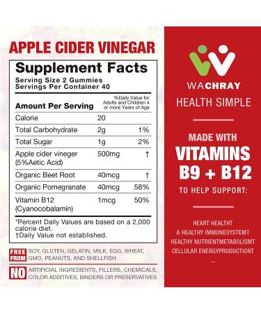 Organic Apple Cider Vinegar Gummies 3-Pack - Supports Detox, Digestion, Energy Boost & Gut Health - 80 Count (Pack of 3) - For Kids & Adults - Buy Online on GoSupps.com