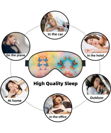 Butterfly Print Unisex Sleep Mask - Double-Sided Eye Mask for Sound Sleep & Skin Care - Black - Buy Online on GoSupps.com