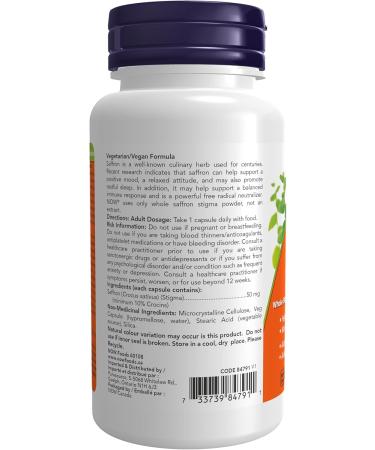 NOW Supplements Saffron Whole Herb 50mg Capsules 60 Count - Buy Online on GoSupps.com