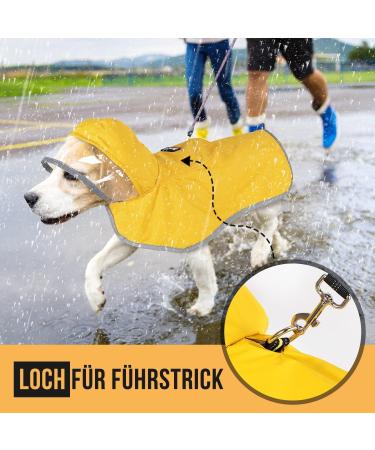 Slowton Waterproof Dog Raincoat - Transparent Double-Layer Jacket with Hood for All Sizes - Reflective Strip & Storage Bag - XXL Yellow - Buy Online on GoSupps.com