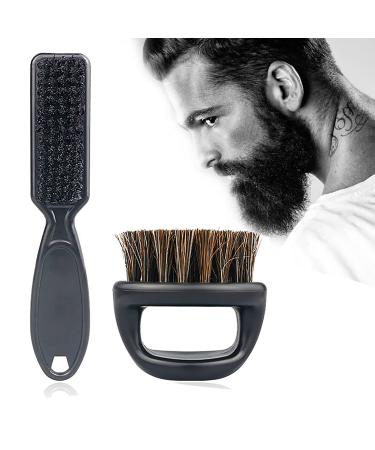 Beard Brush and Nylon Hair Brush Mustache Brush Professional Hair Salon Tools Barber Shaving Tool Hair Brush Shaving Comb for Men Comb Facial Beard Cleaning Styling Brush black