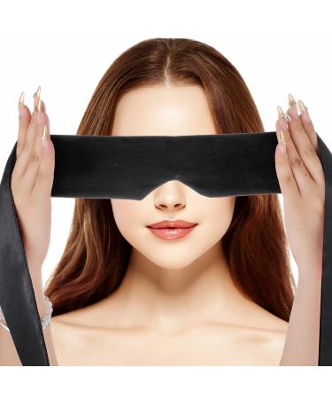 Satin Blind Eye Sleeping Mask Sleep MaskAdjustable Satin Blindfold for Women Night SleepTravel Nap Meditation Black