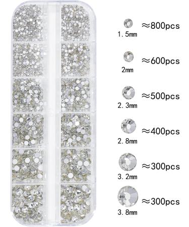 Crystal White Nail Rhinestones Set - 2920 Pcs Multi Shape Flatback Gems for Acrylic Nails & Jewelry Design - Buy Online on GoSupps.com