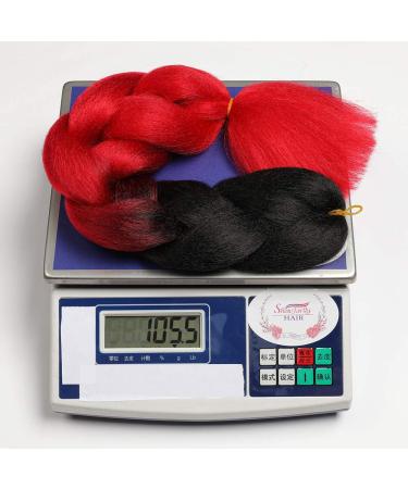 Buy Showjarlly Kanecalon Hair Extensions - Ombre Jumbo Braids 24 | Box Braids in Black/Red - International Shipping Available - Buy Online on GoSupps.com